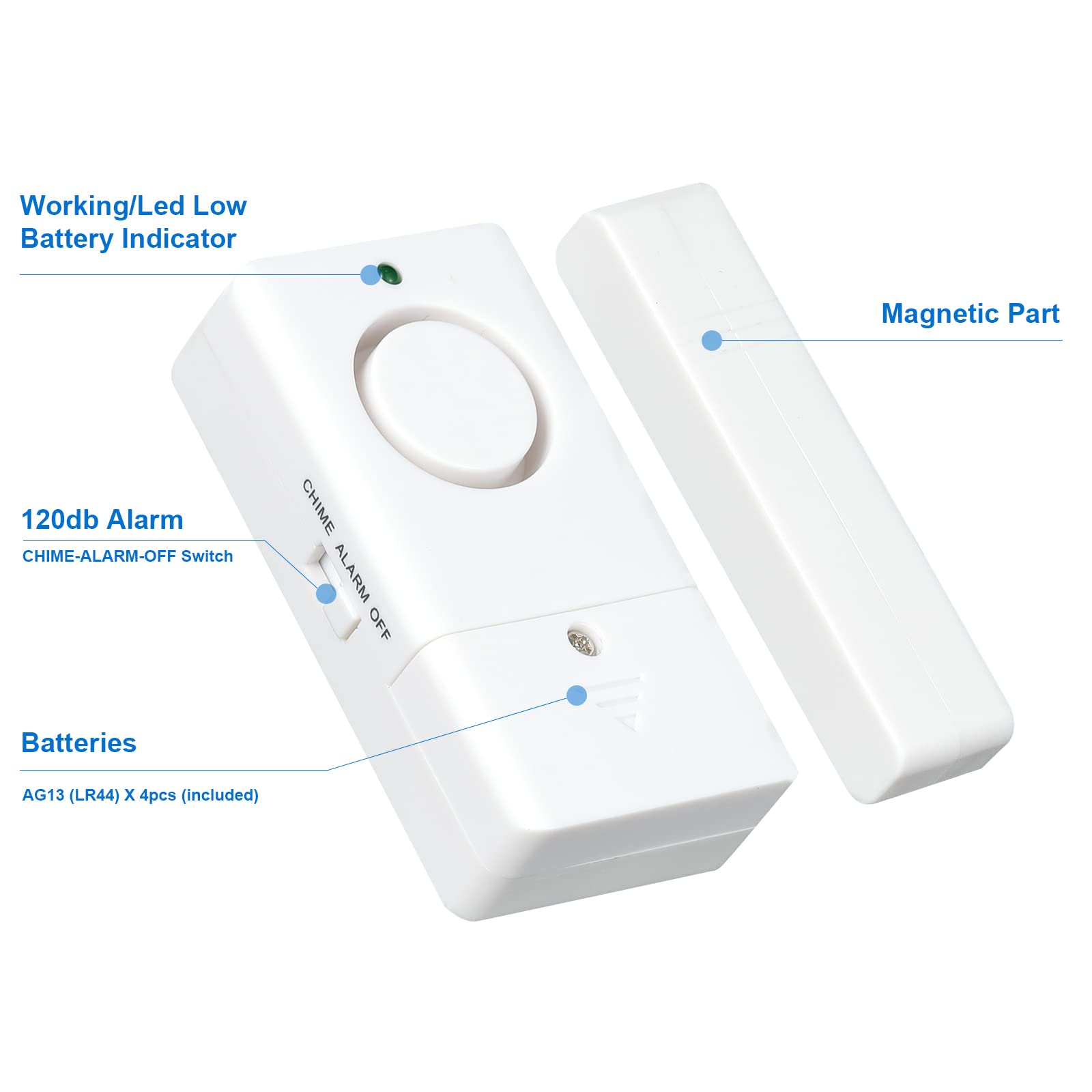 Door Alarm Alarm For Doors When Opening, 120Db Window Door Alarm, Door Window Alarm For Kids Safety, 6 Pack Pool Alarm For Kids