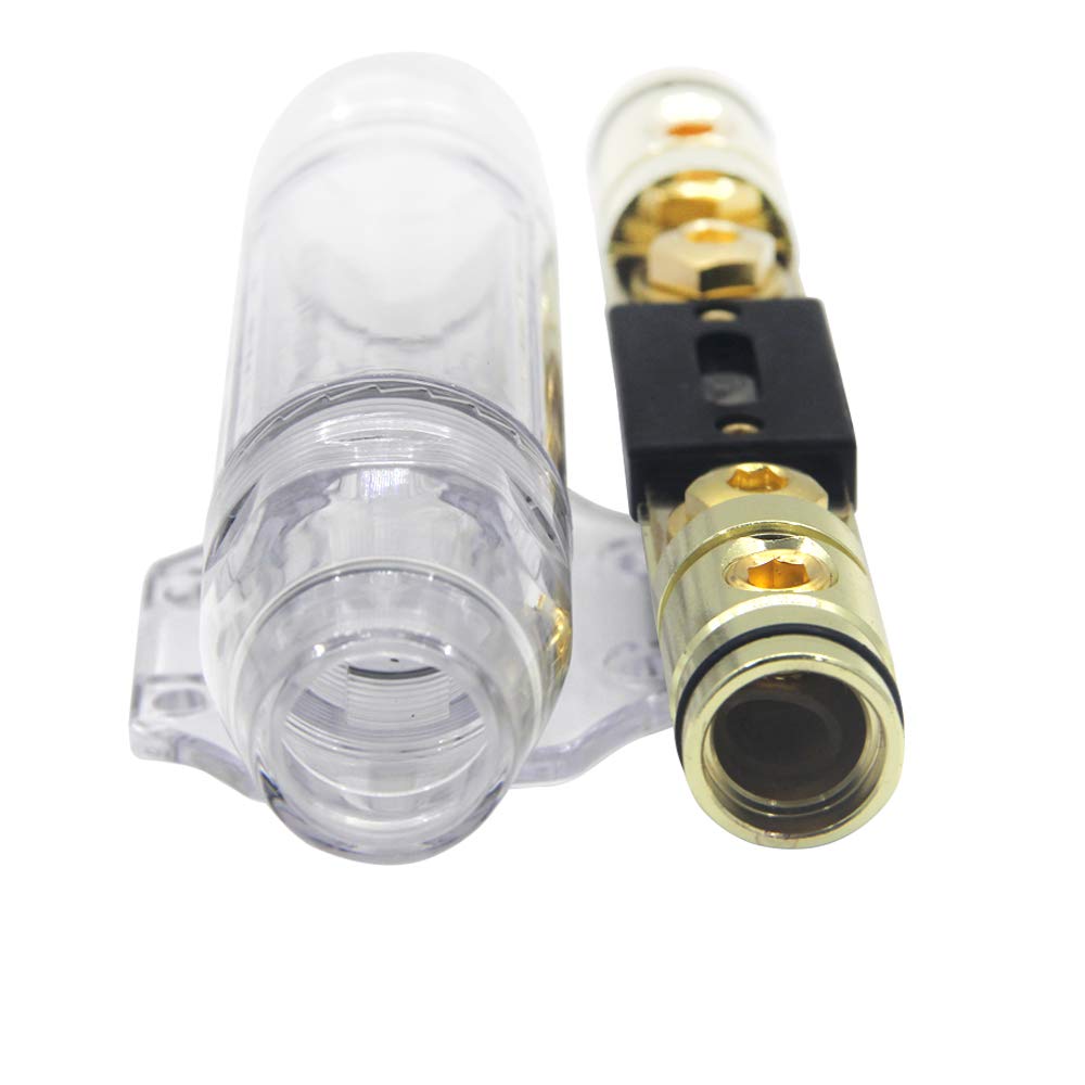 Zookoto 150A 0/2/4 Gauge Awg Car Auto Audio Amplifier 1 In 1 Out Anl Fuse Holder Cable Blocks Distribution Holder Gold Plate