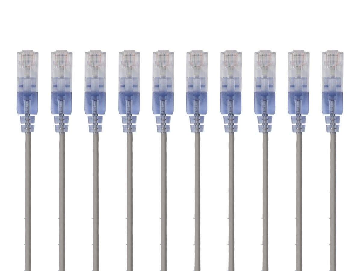 Monoprice Cat6A Ethernet Patch Cable   Snagless Rj45, 550Mhz, 10G, Utp, Pure Bare Copper Wire, 30Awg, 10 Pack, 5 Feet, Blue   Sl