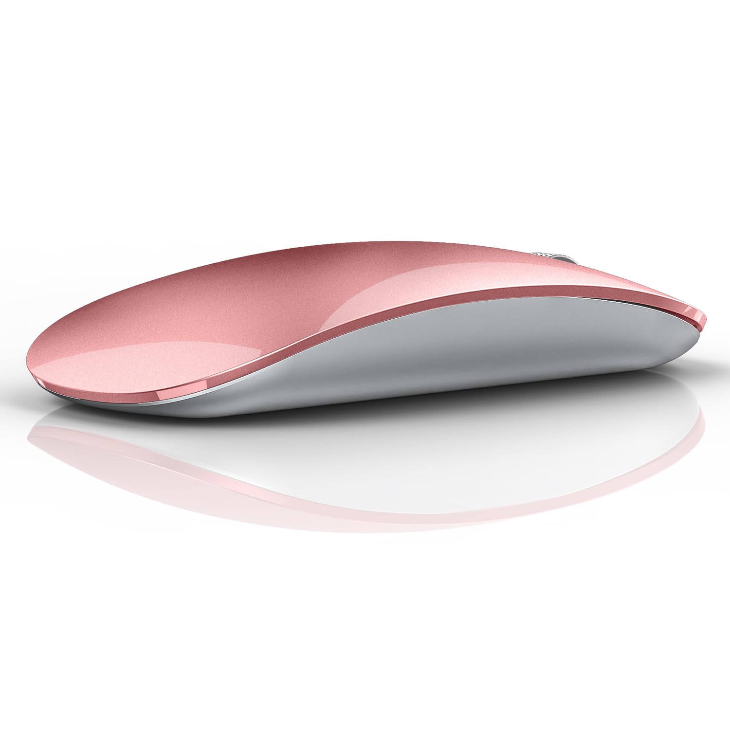 Tenmos M18 Bluetooth Mouse, Usb C Rechargeable Wireless Mouse, Triple Mode (Dual Bluetooth+Usb) Computer Silent Mice Portable With Usb Receiver Type C Adapter For Laptop/Macbook/Ipad/Pc  Rose Gold