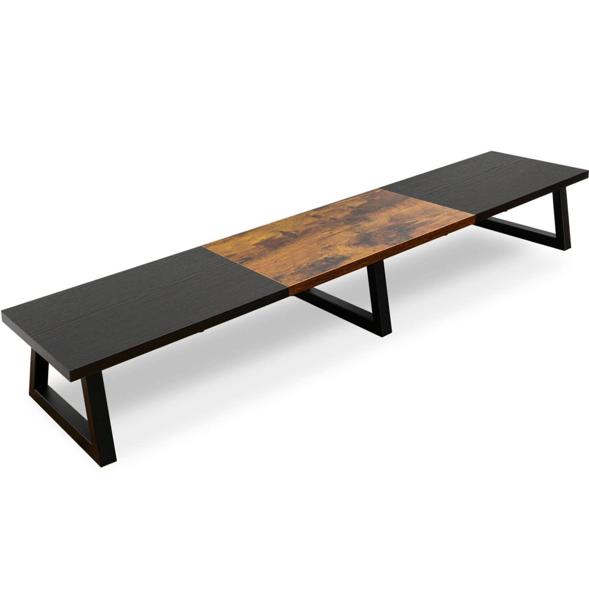 Teamix 42 Inch Large Dual Monitor Riser, Extra Long Monitor Stand Riser For 2 Monitors, Wood & Steel Desktop Riser Desk Organiza