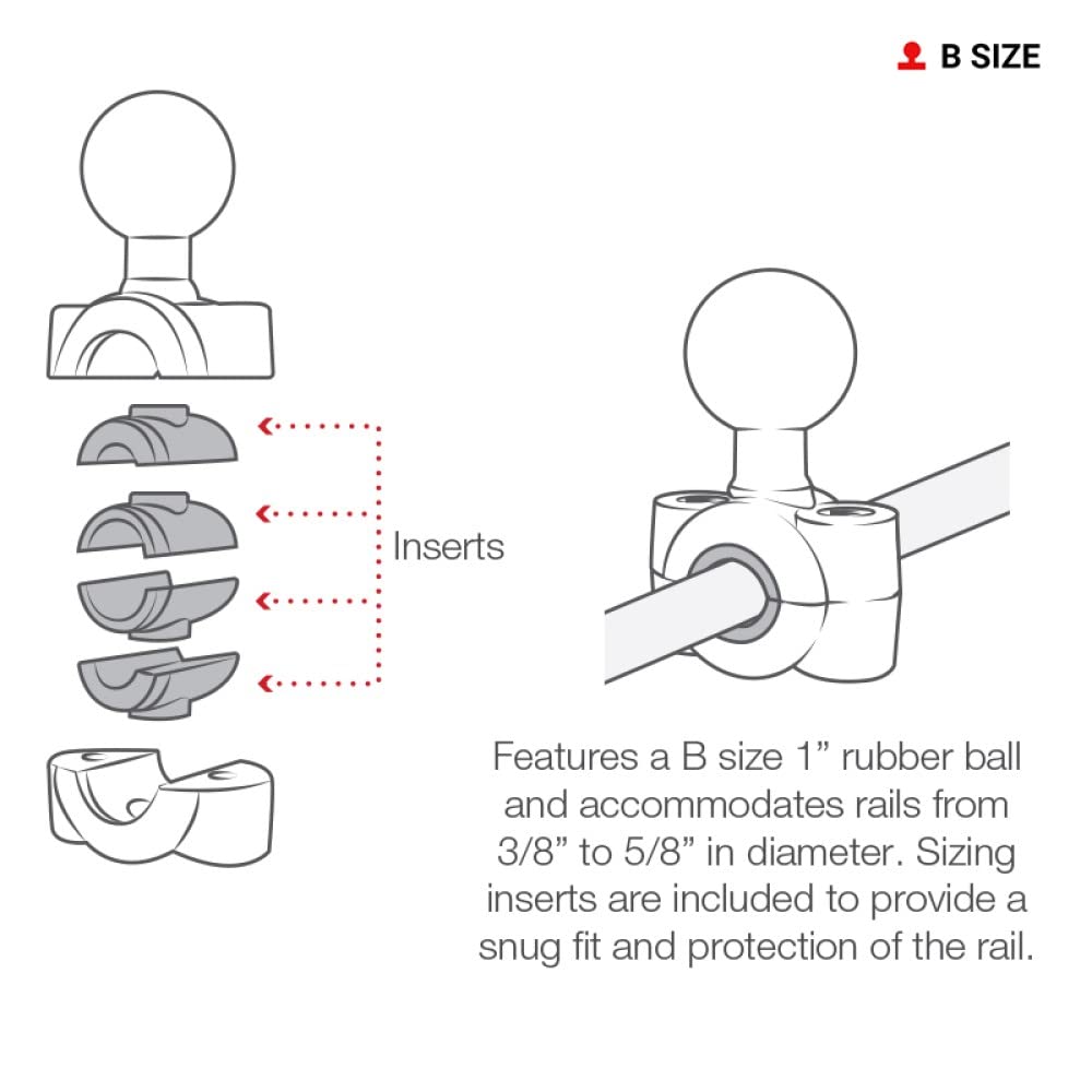 Ram Mounts Torque Small Rail Base Ram-B-408-37-62U With B Size 1 Ball