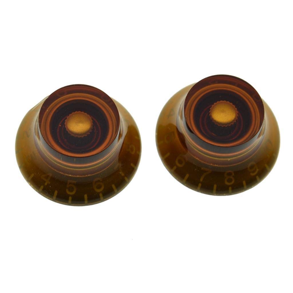 Dopro 2Pcs Usa(Imperial) Lp Guitar Bell Knobs 24 Fine Splines Top Hat Knobs For Usa Les Paul With Cts Pots Amber