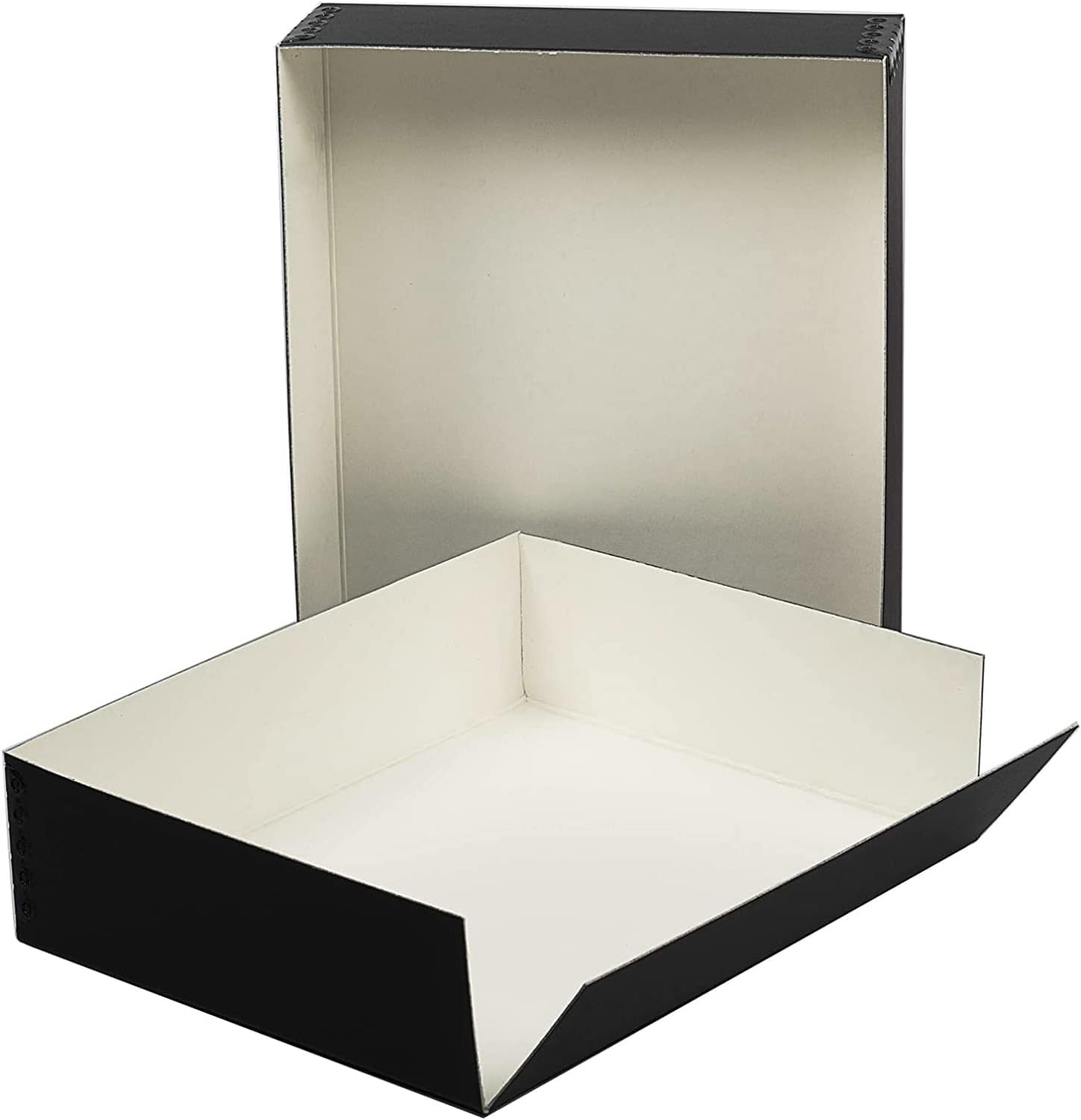 Lineco Museum Archival Drop Front Storage Box, Acid Free With Metal Edges, 8.5 X 10.5 X 3 Inches, Black (733 2008), Set Of 2