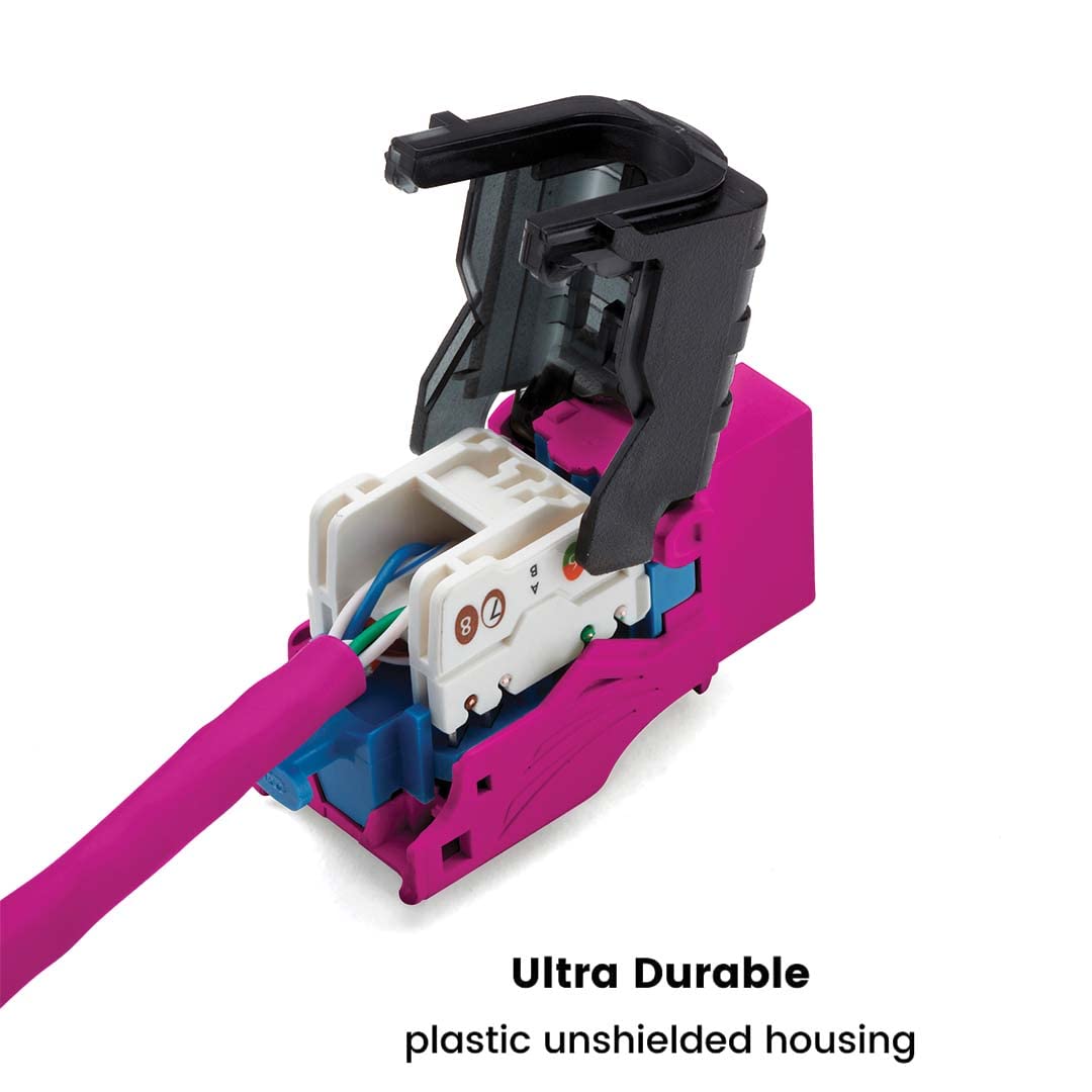 Truecable Cat6 Toolless Keystone Jack, Unshielded (Utp), Poe++ (4Ppoe) 100W, Ul Listed, Etl Verified, Ansi/Tia Certified, Modular Rj45 Female, Pink, 2 Pack