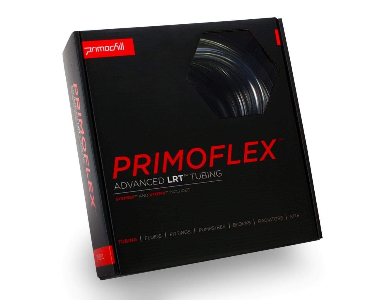 PrimoChill PrimoFlex LRT Custom Watercooling Flexible Tubing -3/8in.ID x 1/2in.OD, 10 feet Bundled with System Prep and Coolant,