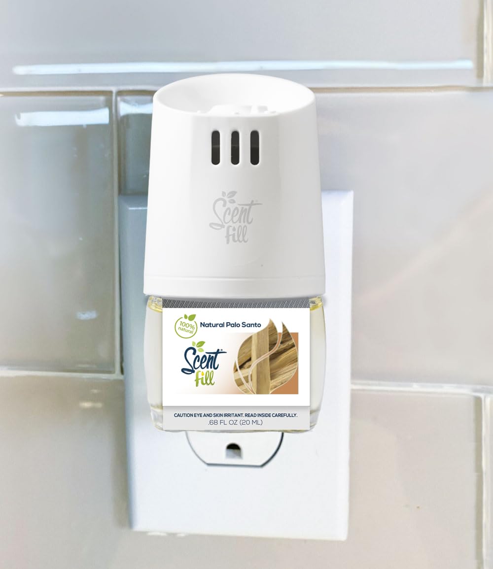 Scent Fill 100% Natural Palo Santo Plug In Air Freshener, Scented Oil Refills, 3 Refills