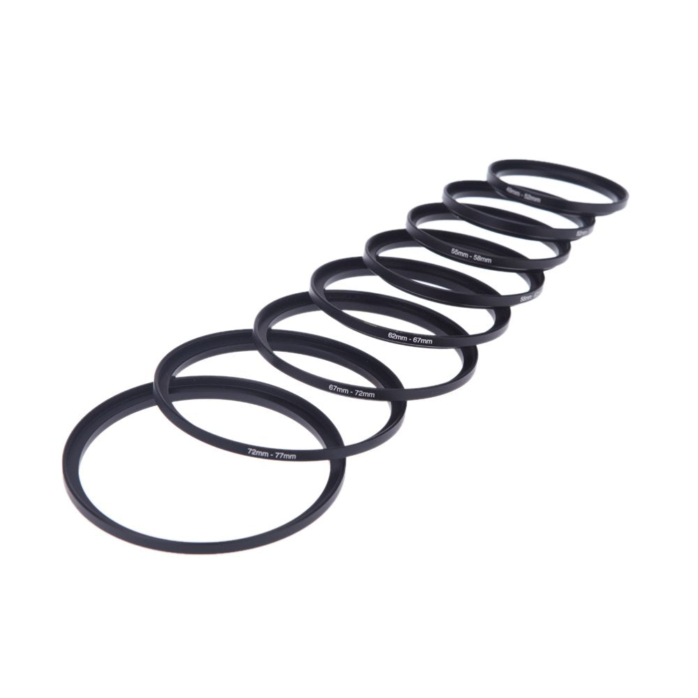 Filter Ring Adapter, Andoer 18Pcs Camera Lens Filter Metal Adapter Ring Kit (9Pcs Step Up Set & 9Pcs Step Down Ring Set) (8Pcs)