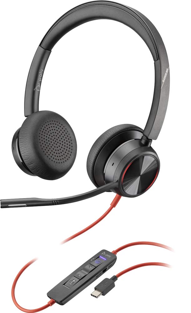 Plantronics Poly   Blackwire 8225 Wired Headset With Boom Mic Dual Ear (Stereo) Computer Headset   Usb C To Connect To Your Pc/M