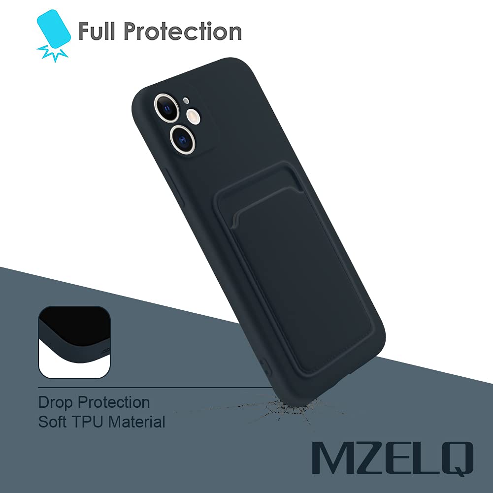 Mzelq Wallet Case For Iphone 11 (6.1 Inch), Card Holder Camera Protection Cover For Iphone 11 + Screen Protector, Soft Slim Card