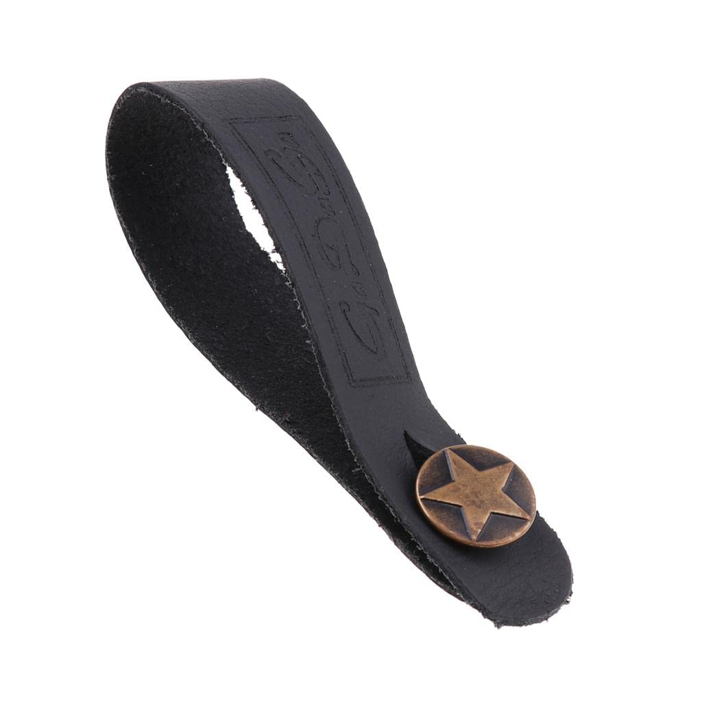LICHTS Leather Strap Hook Neck Strap Button for Acoustic Classical Guitar Black