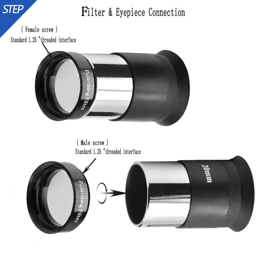 Starboosa 1.25'' Telescope Eyepiece Filter Set   Enhanced Stargazing Experience With Polarizing And Moon Filters   Aluminum Fram