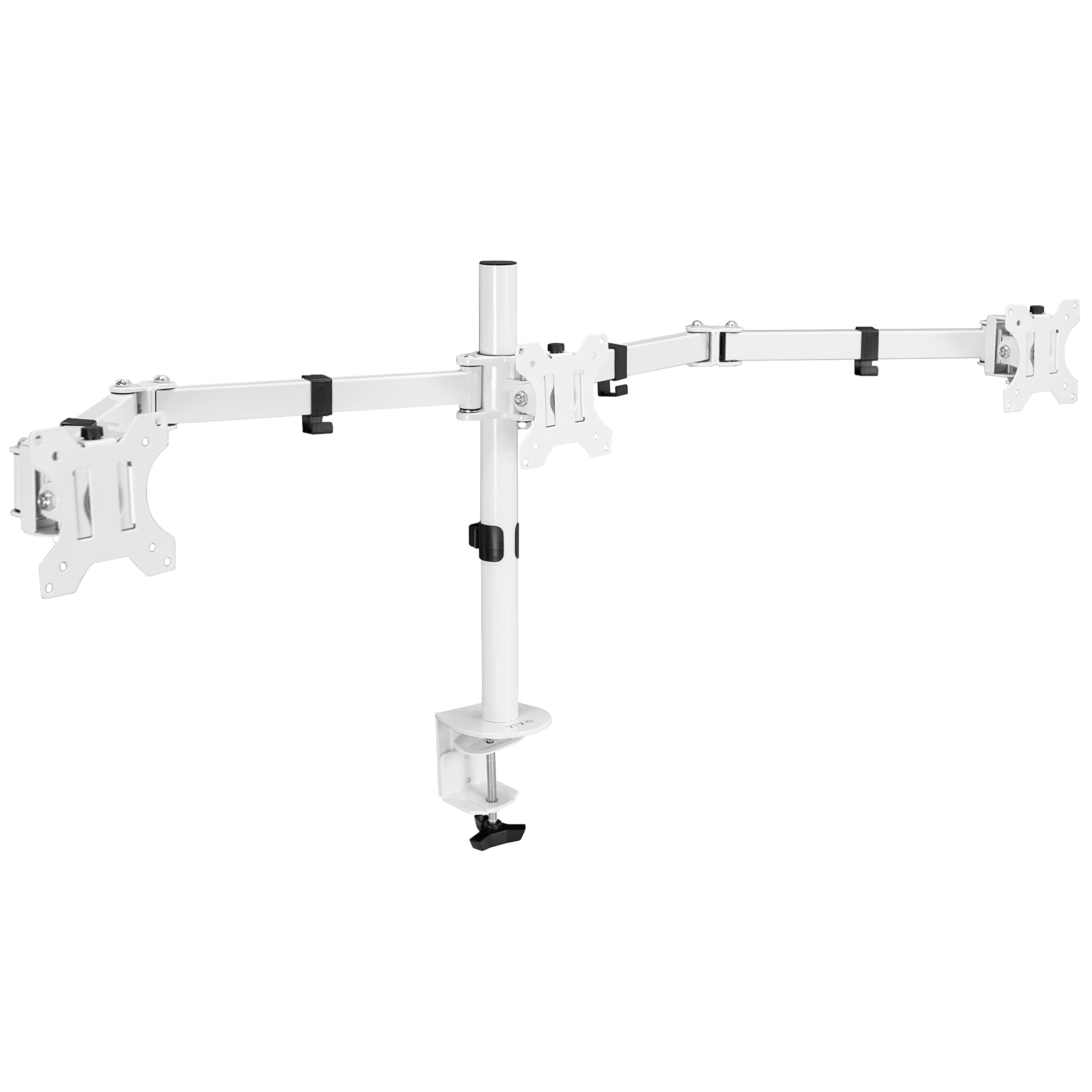 VIVO Triple Monitor Adjustable Desk Mount, Articulating Tri Stand, Holds 3 Screens up to 24 inches, White, STAND V003YW