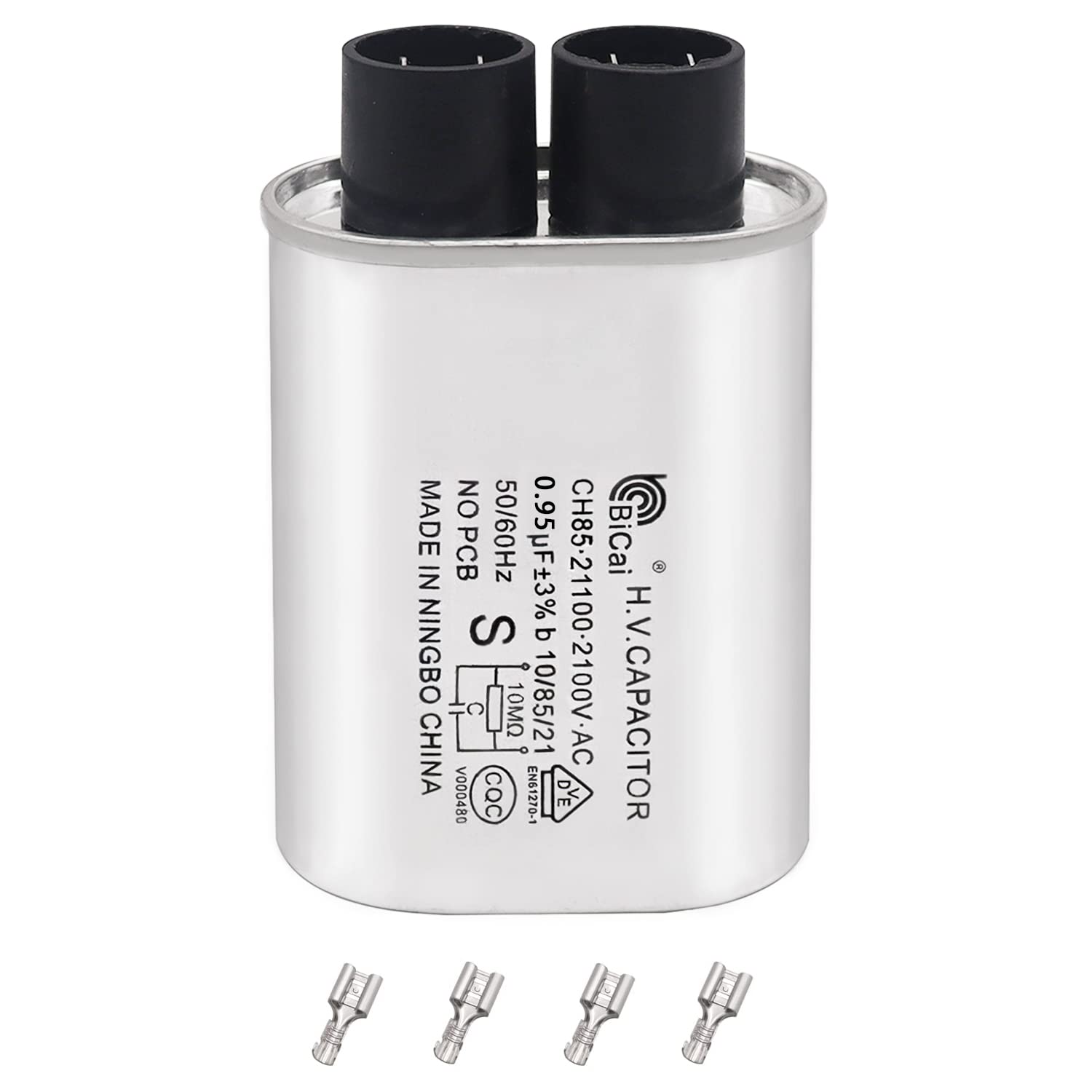 Tnisesm Microwave Capacitor 0.95Uf 2100V, High Voltage Capacitor 1/4'' Standard Terminal Connection Pin, Compatible With Whirlpo