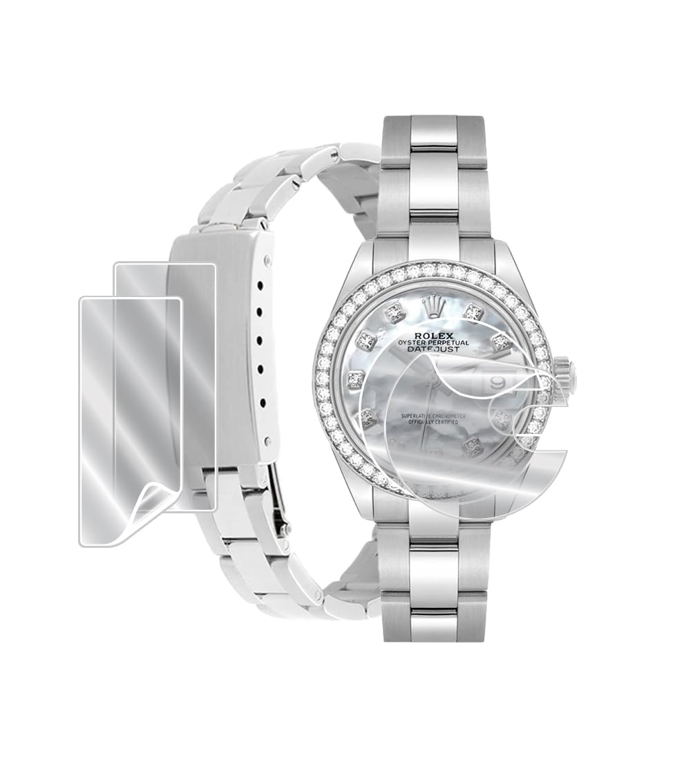 Ipg For Rolex Lady - Datejust Oyster Diamond Watch Hydrogel Screen Protector (2 Units) + Clasp Protector (2 Units) Invisible Hd