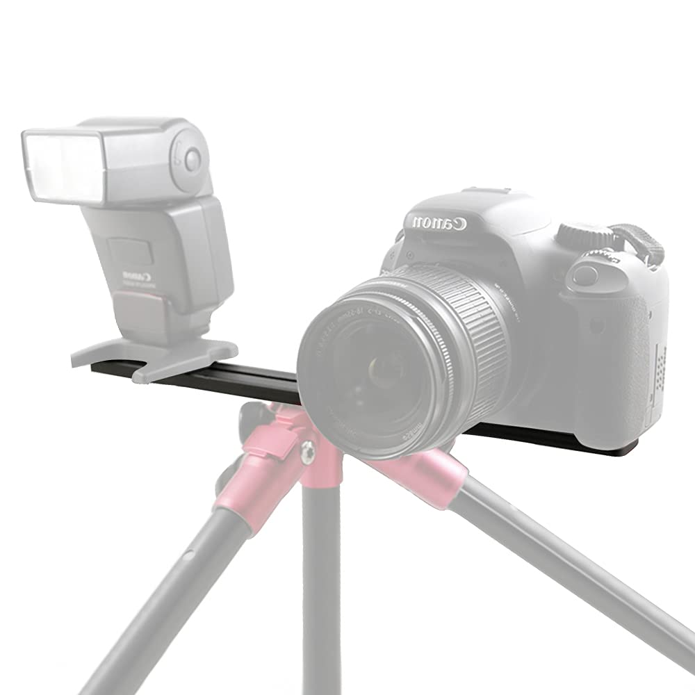 Zeetain Dual Speedlite Tripod Mount Bracket,1/4'' Dual Camera Mount Flash Extension Bar,8'' Dual Tripod Bracket For Camera,Led V