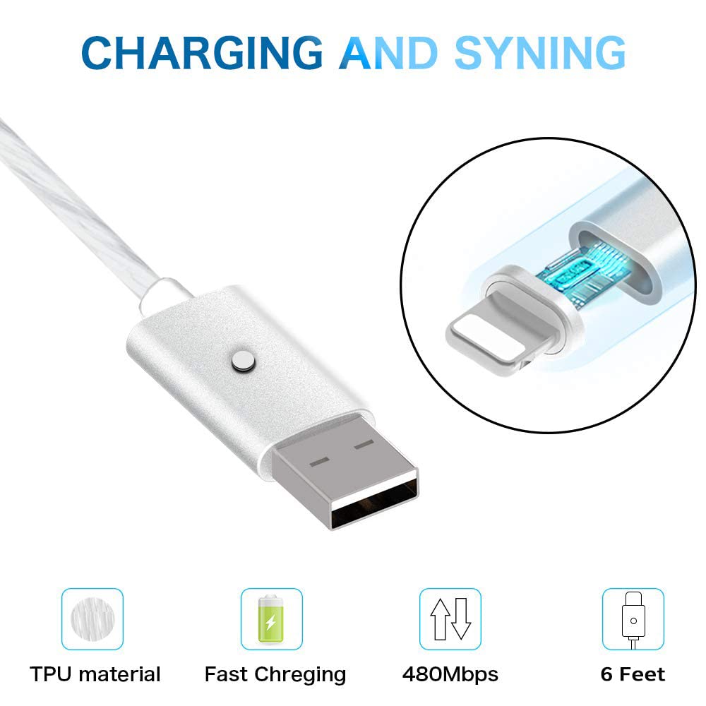 Momen Led Iphone Charger Cable,2 Pack 6Ft Light Up Iphone Charger Cord With Switch Button,Mfi Certified,Usb Fast Charging Cord F