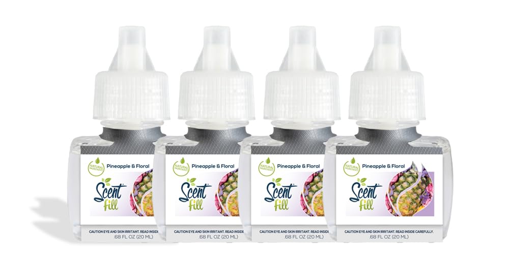 Scent Fill Pineapple & Floral Plug In Air Freshener, 4 Scented Oil Refills
