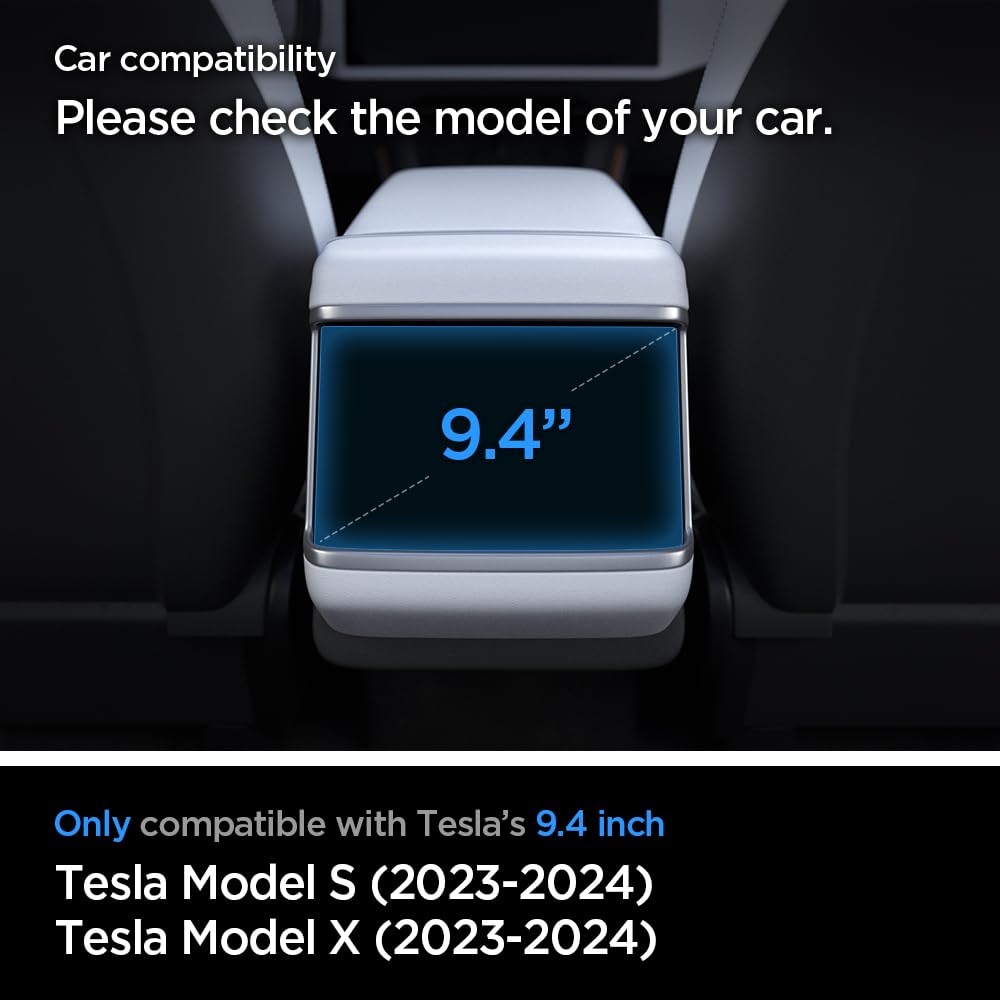 Spigen Tempered Glass Screen Protector [Glastr Slim] Designed For Tesla Model S (2023/2024/2025), Tesla Model X (2023/2024/2025) 9.4 Inch Rear Touchscreen   Matte/Anti Finger Print