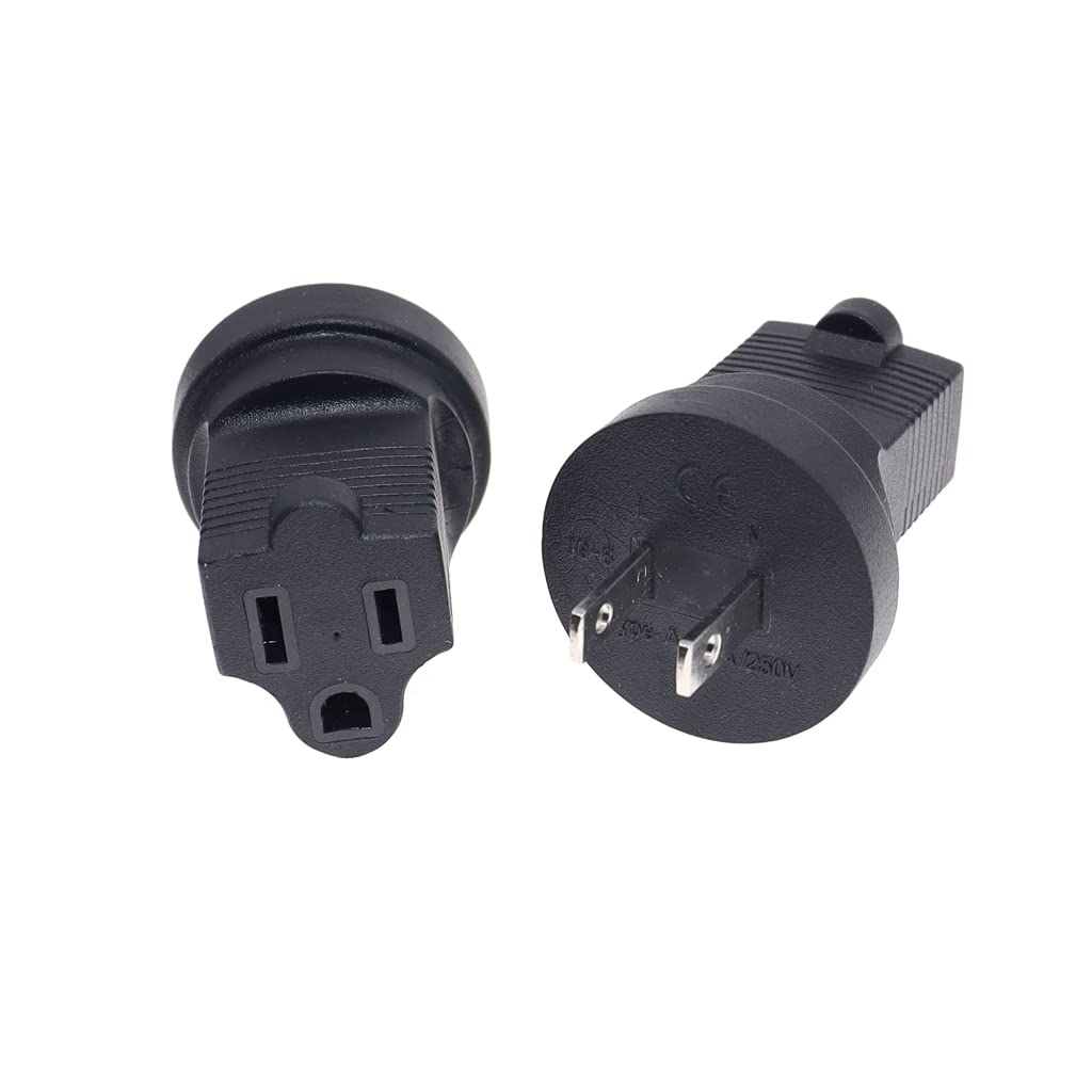 1 15P To 5 15R Power Adapter,Toptekits Nema1 15P Male To 5 15R Female Power Adaptor,Us 2 Pin To 5 15R Adaptor