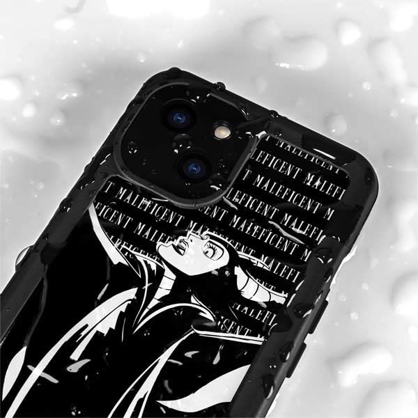 Skinit Waterproof Phone Case For Iphone 13 Mini   Officially Licensed Disney Maleficent Black And White Design