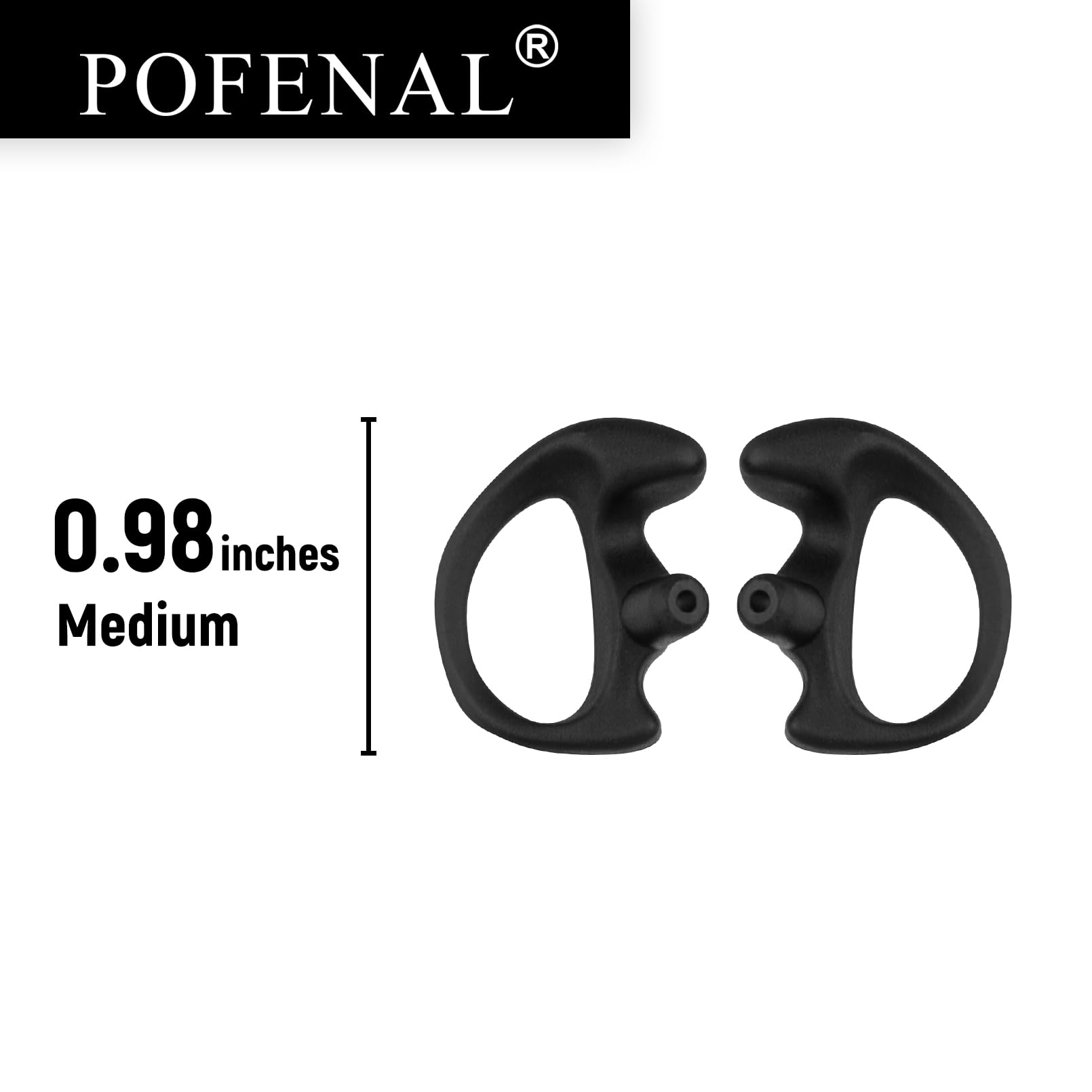 Pofenal Walkie Talkie Radio Listen Only Earpiece Headset With Clear Acoustic Tube Retaining Clip & Medium Earmold(3.5Mm Pin, 5 P