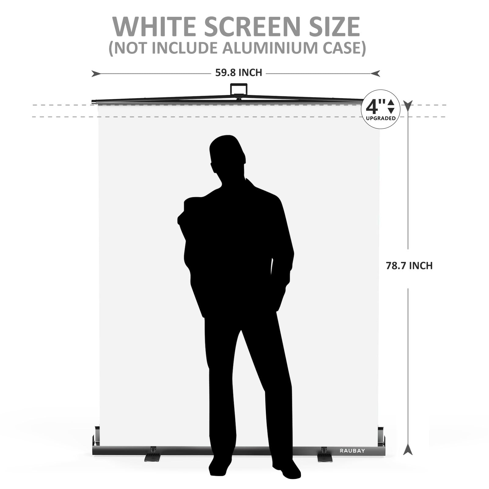 ?Easy Set Up? Raubay 59.8 X 82.7In Collapsible White Backdrop Screen Portable Retractable Panel Photo Background With Stand For Video Conference, Photographic Studio, Streaming