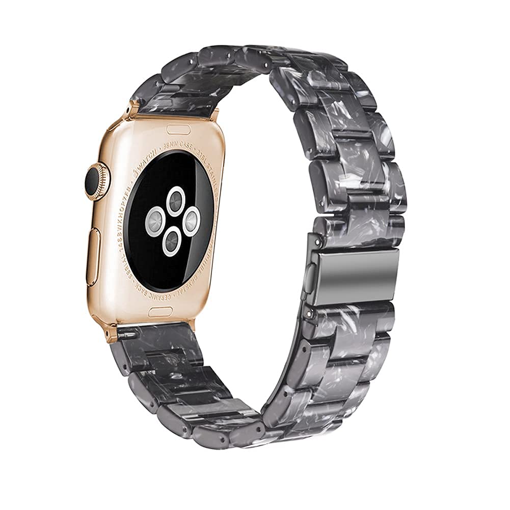 Hopo Kompatibel Mit Apple Watch Armband, 38 Mm, 40 Mm, 42 Mm, 44 Mm, Dnnes, Leichtes Kunstharz Armband Mit Edelstahl Schnalle, E