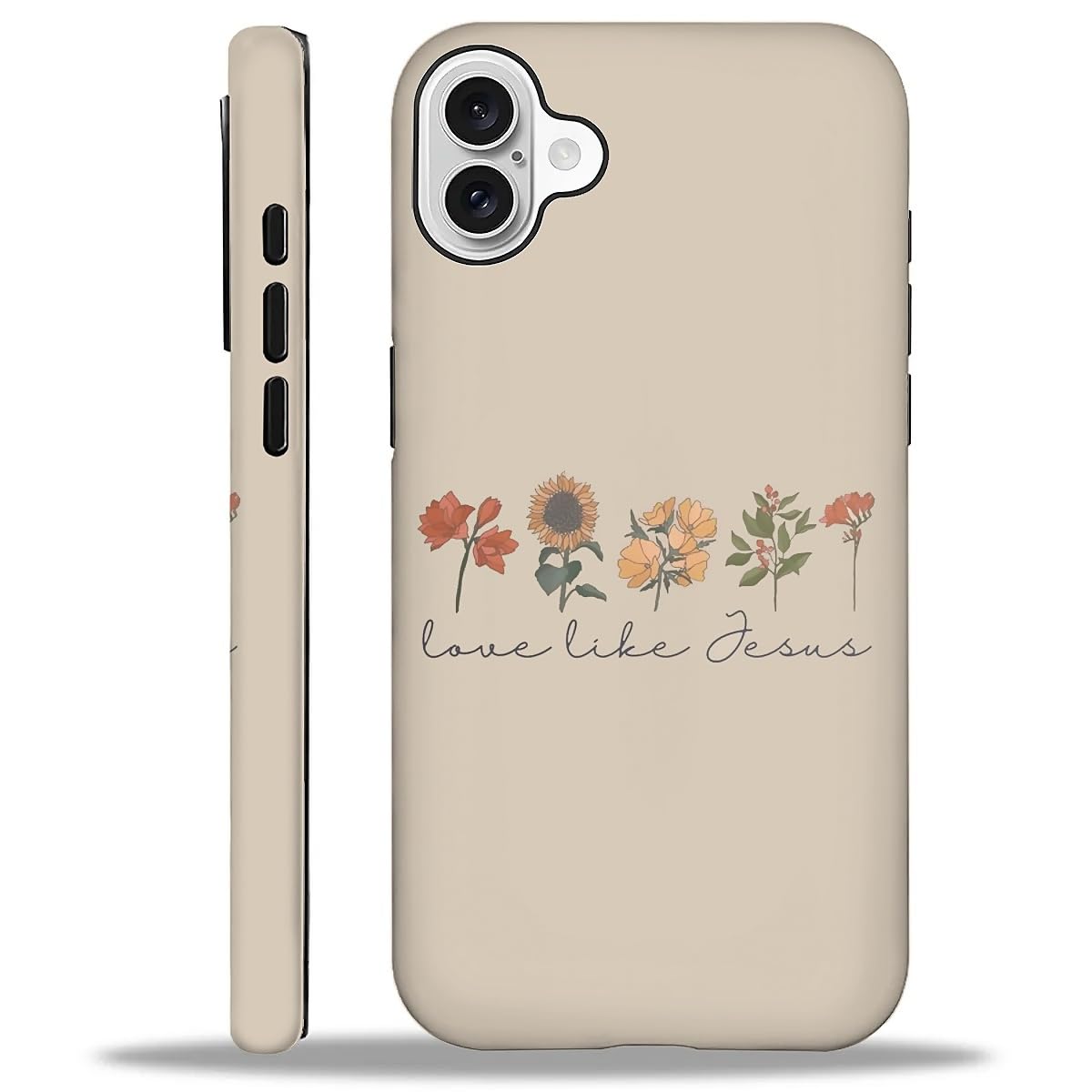 WANKBLC Compatible with iPhone 16 Plus Matte Case, Love Like Jesus Religious Faith Flower Pattern for Girl Full Body Design Soft