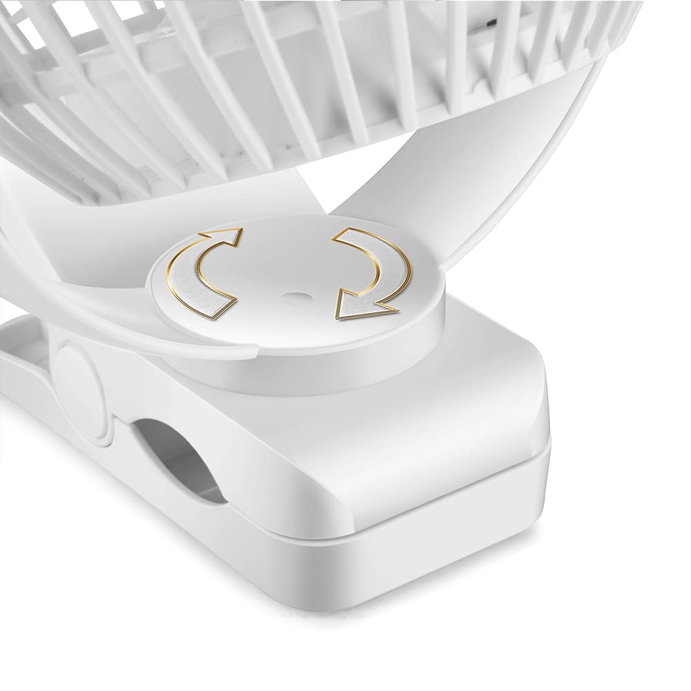Viniper 6 Inch Rechargeable Clip On Fan, 5000Mah Battery Desk Fan : 360 Rotation & 3 Speeds Strong Wind Portable Fan, 8 30 Worki