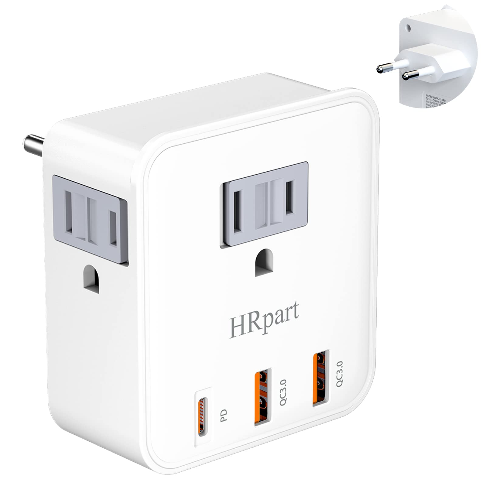 European Travel Plug Adapter, International Plug Adapter,With 20W Pd&Qc 3.0 Usb C And Usb A Ports Charging Faster,Travel Essenti