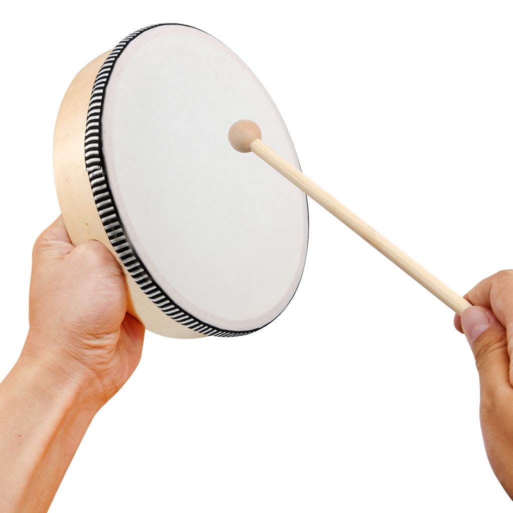 Nydotd 10 Inch & 8 Inch Hand Drum Kids Percussion Wood Frame Drum With Drum Stick Percussion Instruments Preschool Musical Educa