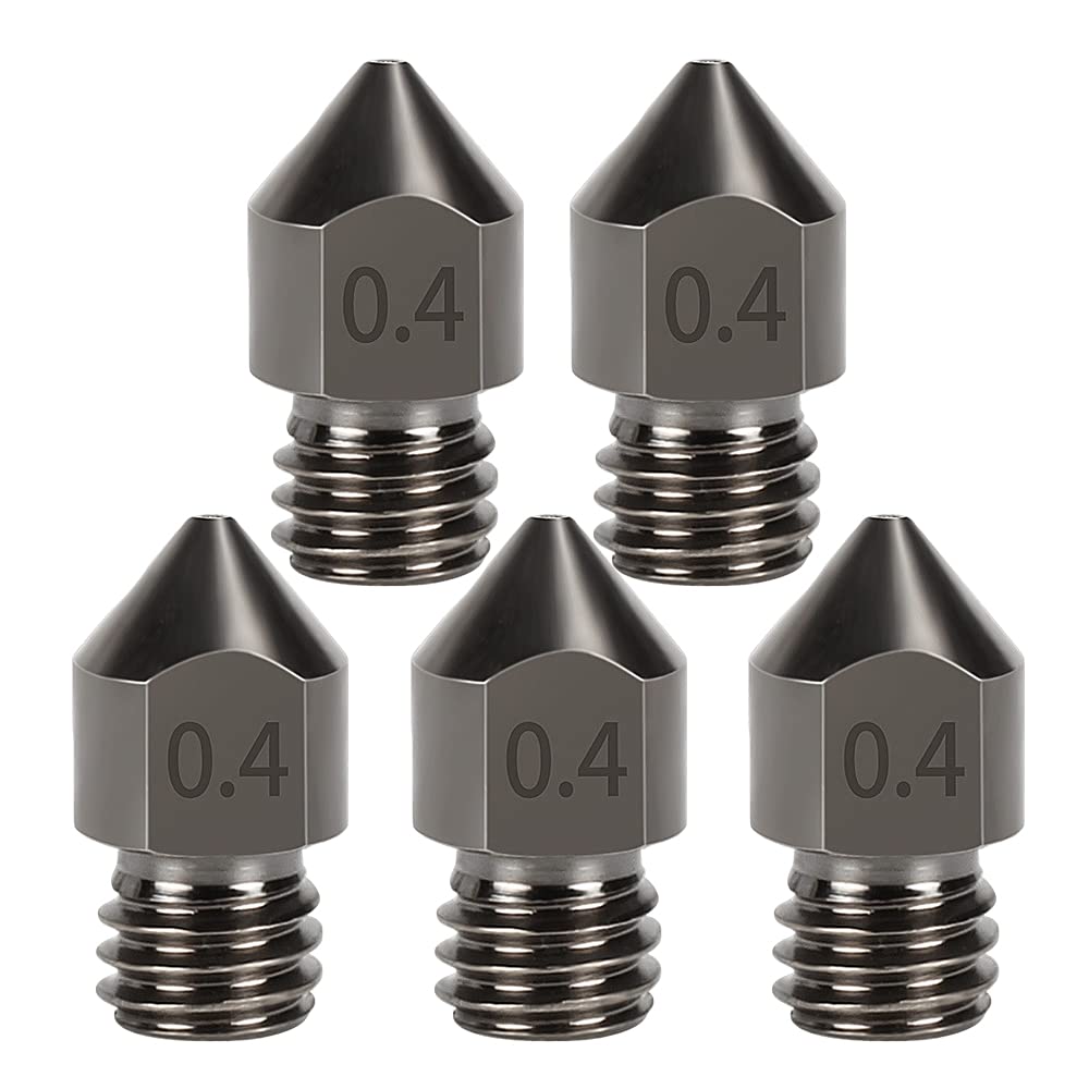 5Pcs Hardened Steel Mk8 Nozzle 0.4Mm Hotend Extruder All Metal Nozzle For Ender 3S 3 Pro, Cr 10 3D Printer 1.75Mm Filament