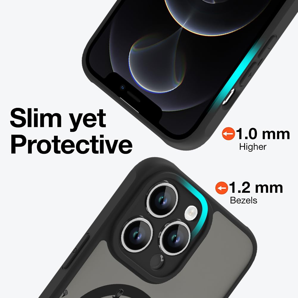 Ook Magnetic For Iphone 12 Pro Max Case [Compatible With Magsafe] Black Wild Flower Slim Translucent Matte Case For Iphone 12 Pr