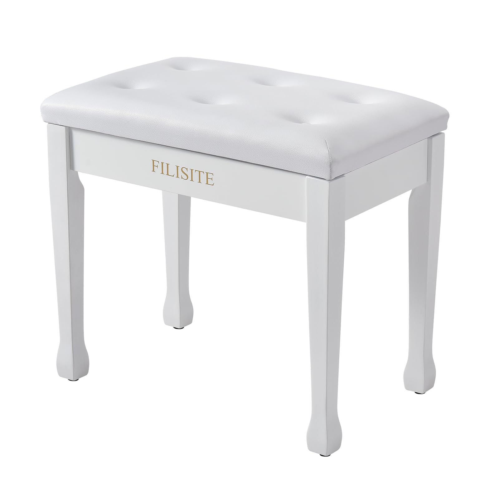 FILISITE Wooden Piano Bench with Storage, Piano Stool with Waterproof Padded Cushion, Bench Seat for Vanity, Living Room, Bedroo