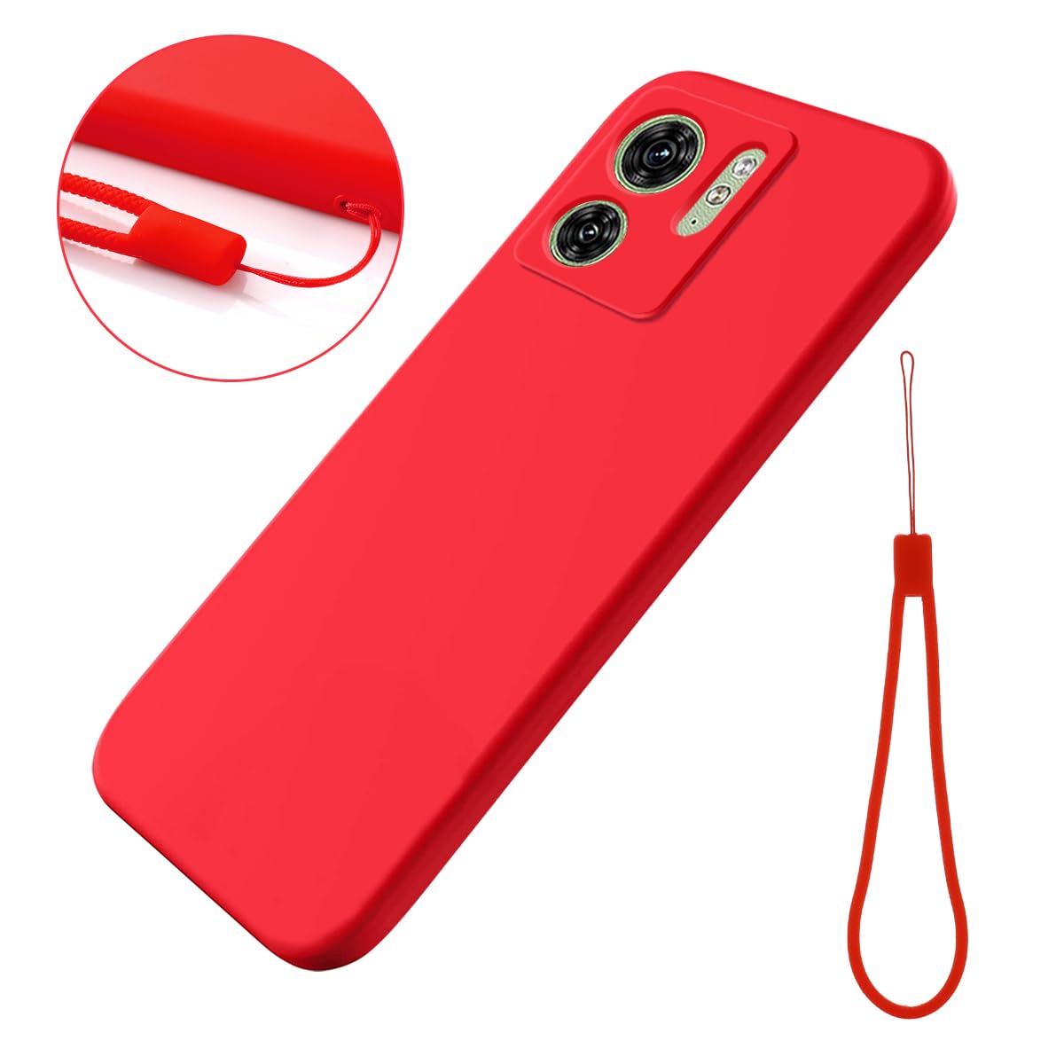 Case For Motorola Edge 40, Liquid Silicone Protective Phone Case For Motorola Edge 40 With Silicone Lanyard, Slim Thin Soft Shoc