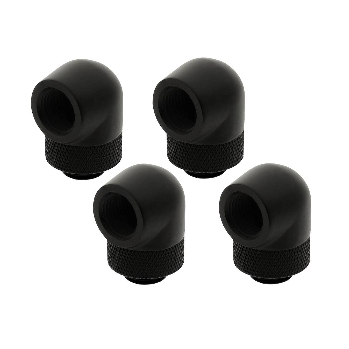 Xspc G1/4'' 90 Degree Rotary Fitting V2, Matte Black, 4 Pack