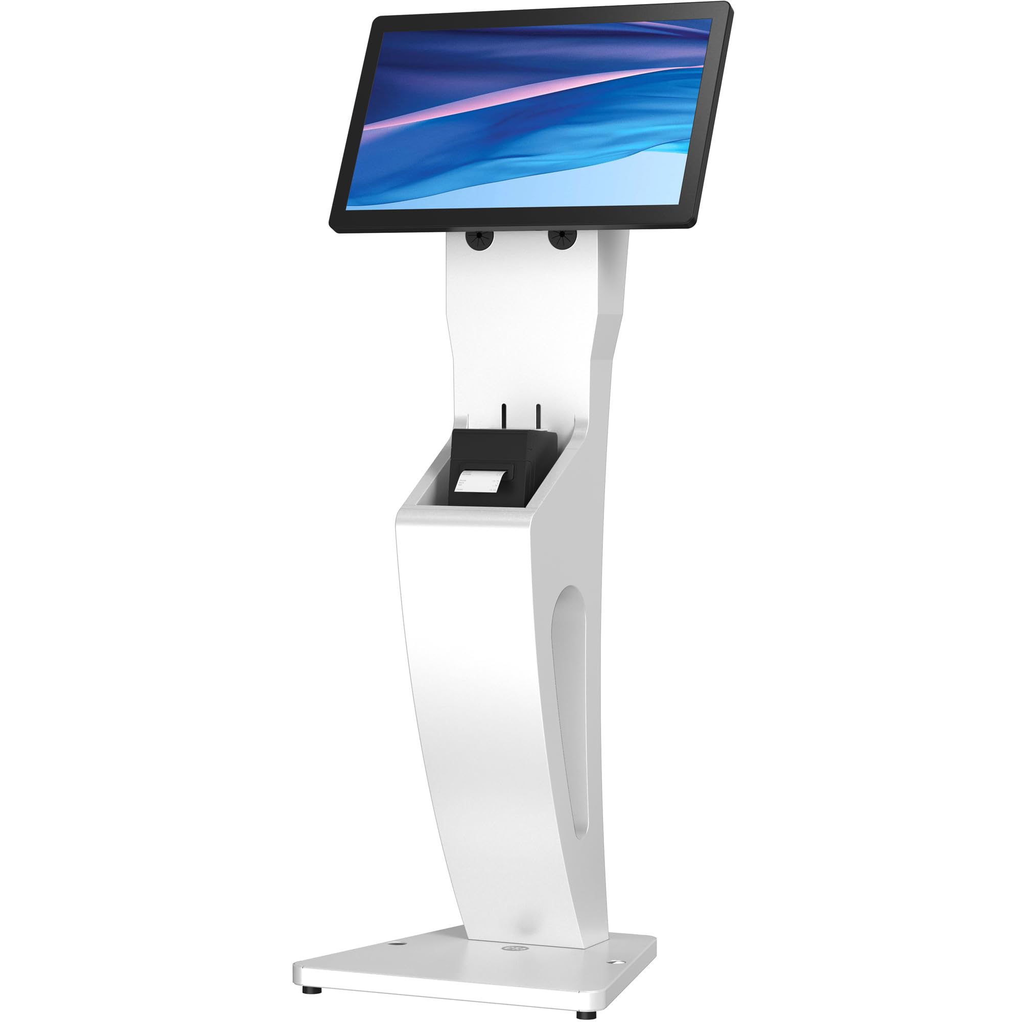 Sleek Floor Stand Kiosk for Monitors - CTA Sleek Floor Kiosk Stand with Printer Slot for Monitors 15 to 32 up to 60lbs - for Che