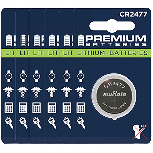 Premium Murata Cr2477 Lithium 3V Coin Cell   Japanese Engineered High Capacity Batteries (6 Pack)