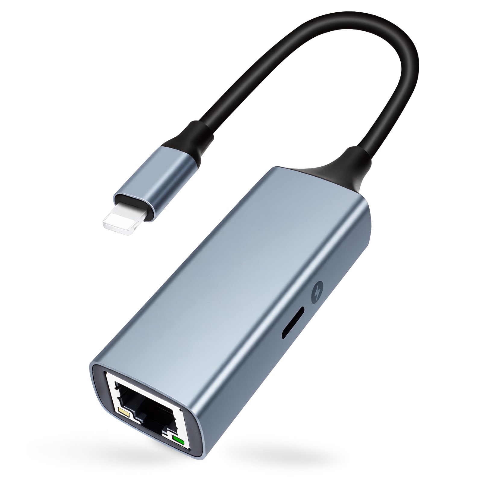 [MFi Certified] Lightning to Ethernet Adapter with Charging Port, 2in1 100Mbps Lightning to RJ45 Ethernet LAN Network Adapter,