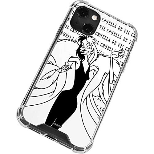 Skinit Clear Phone Case Compatible With Iphone 13 Mini   Officially Licensed Disney Cruella De Vil Black And White Design