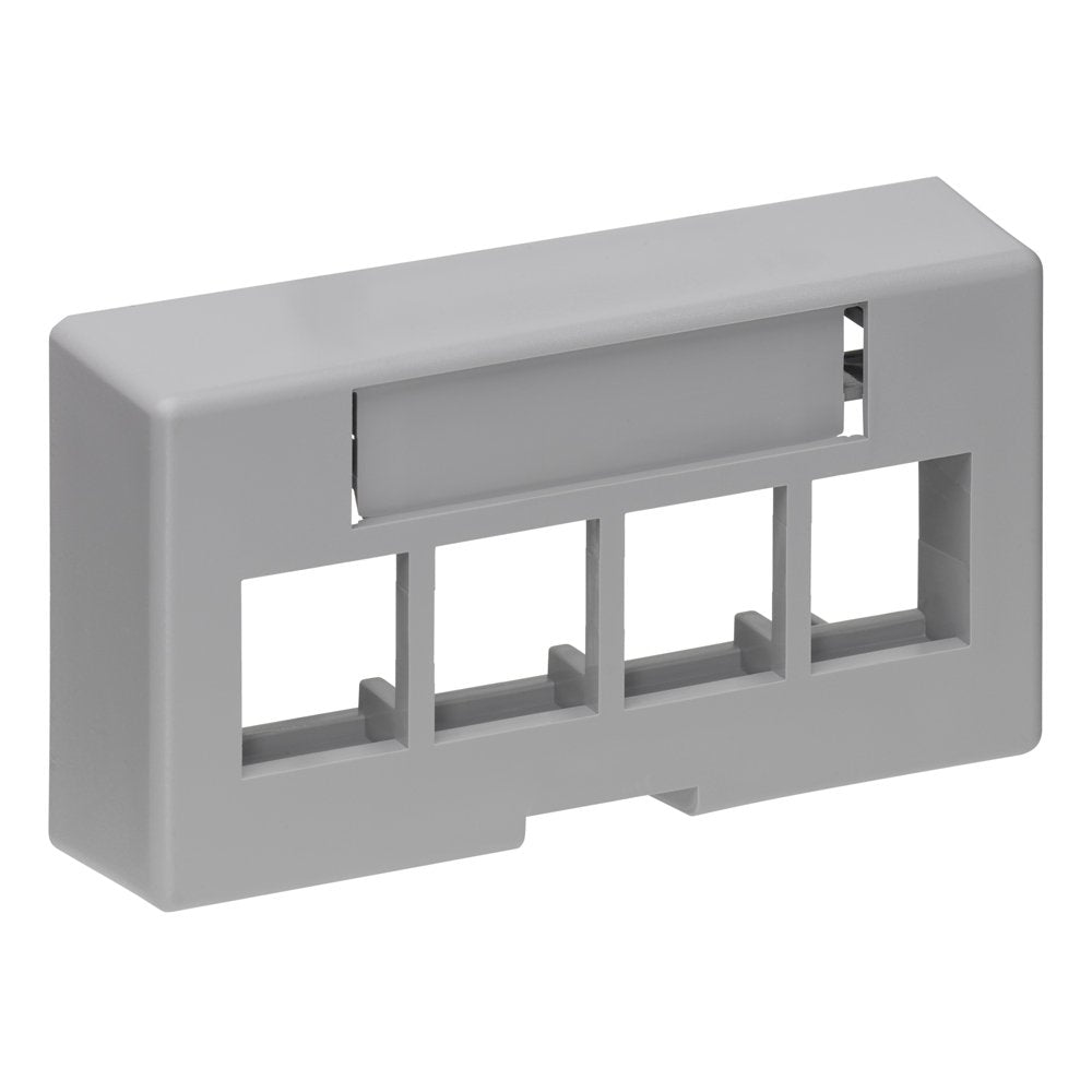 Leviton 49910-EG4 4-Port QuickPort Extended Depth Modular Furniture Faceplate, Grey