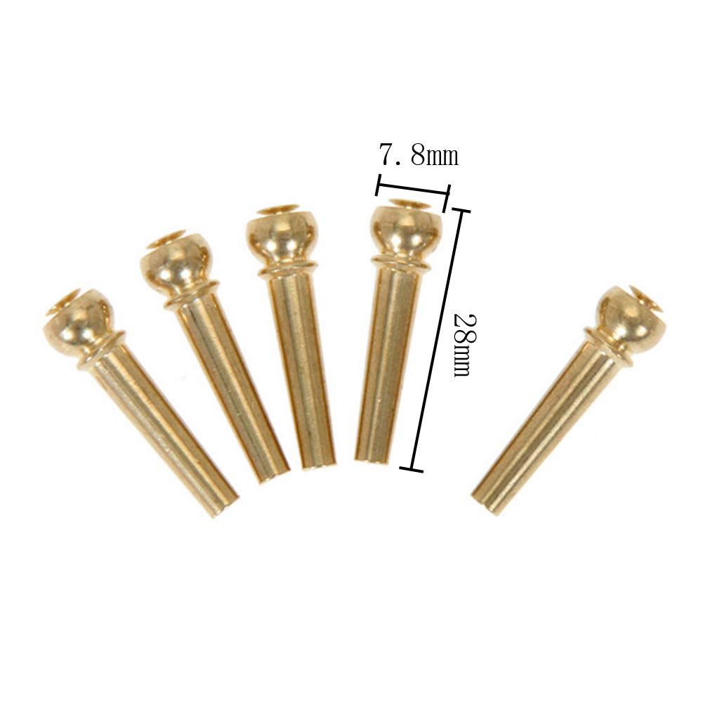 12 Pieces Brass Guitar Bridge Pins Guitar Bridge Strings Nail Pins Guitar Parts Replacement, Golden