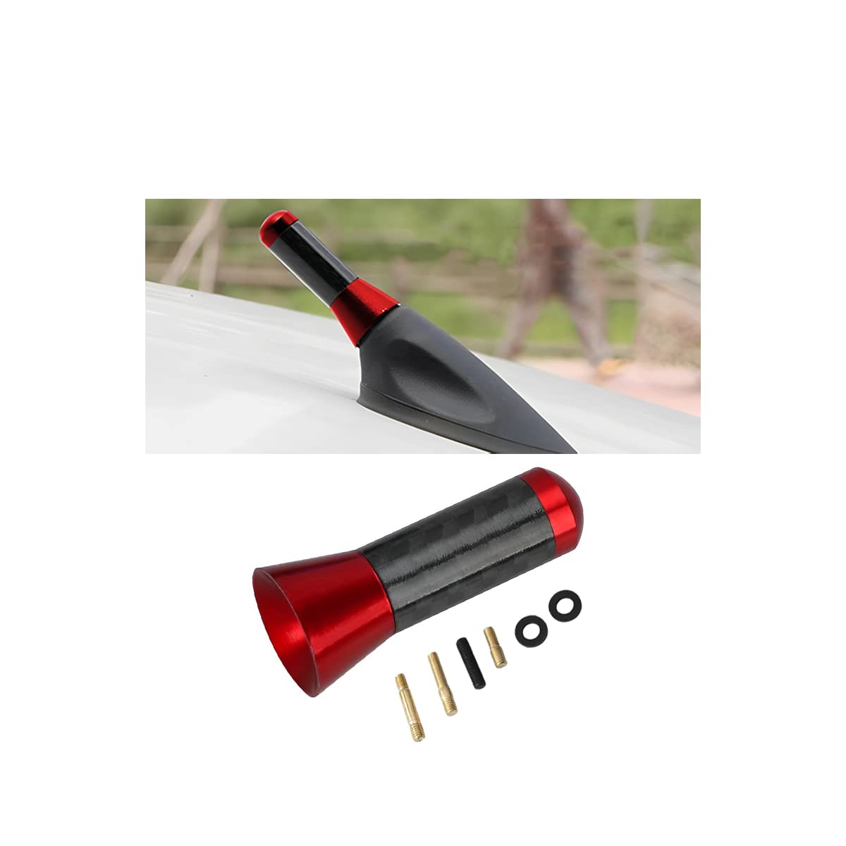 Car Short Antenna, 3.5Cm Aerial Universal Car Stubby Antenna, Carbon Fiber Car Mini Antenna With Aluminum Alloy Threading, Anten