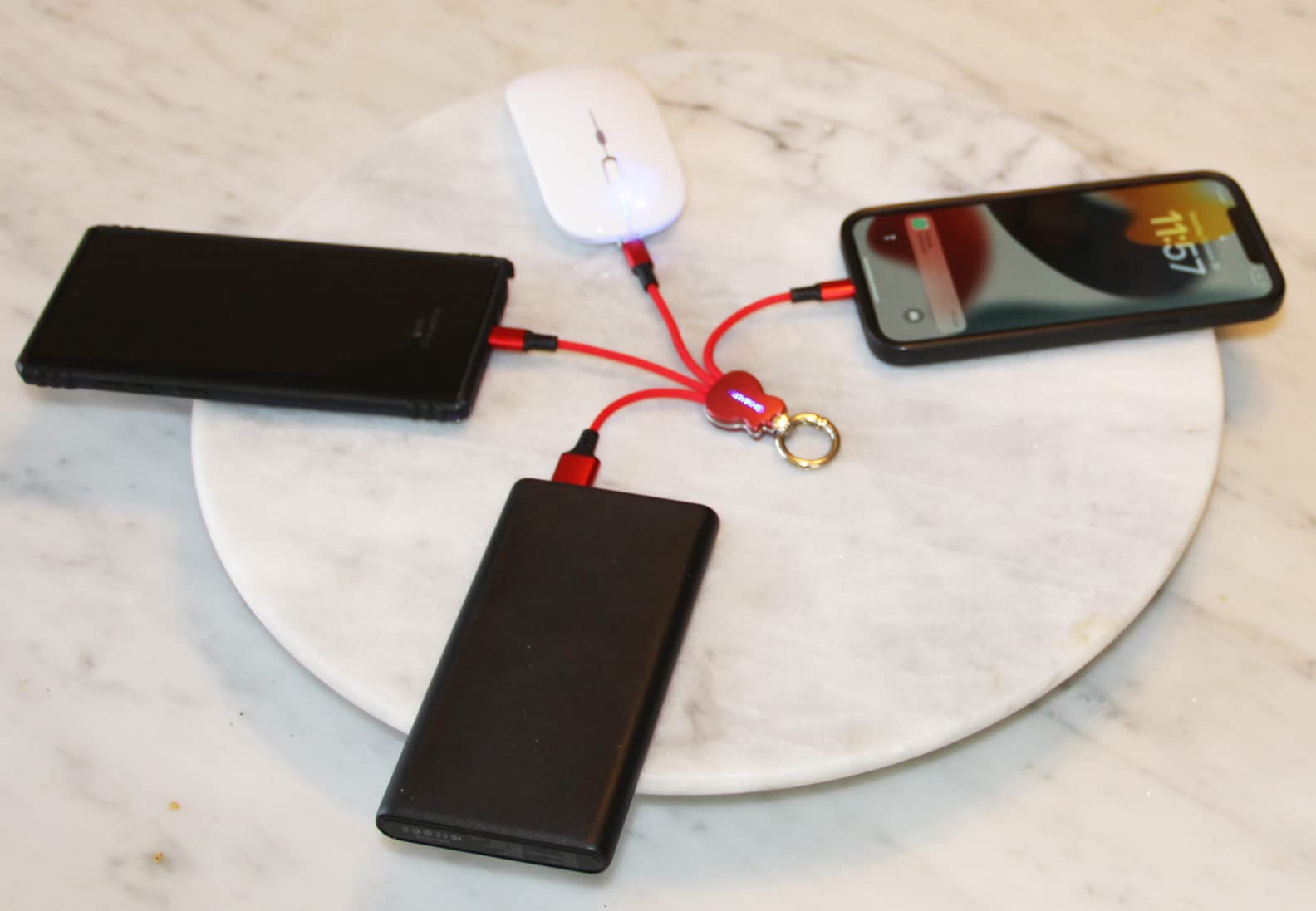Ohmaura   Guitar Styling Fashionable Multi Charging Cable, 3 In 1 Usb Cable With Keychain, Universal Portable Fast Charging Cabl