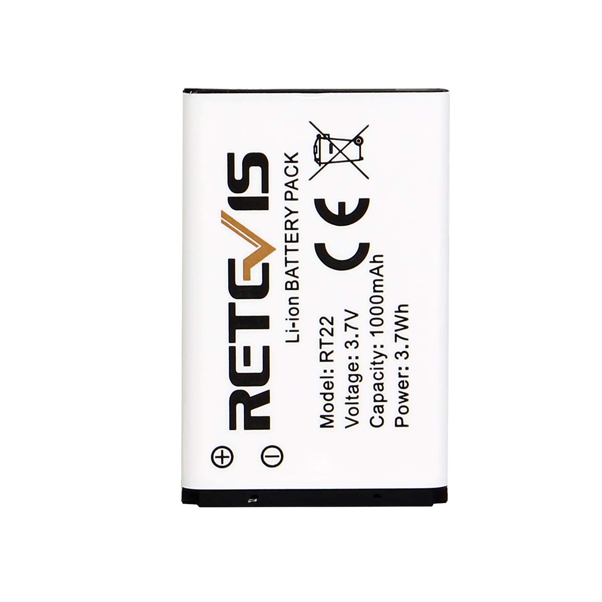 Retevis Rt22 Rt22S Rt15 Rt19 Walkie Talkies Battery Original 3.7V Li Ion Battery 1000Mah Compatible Rt22 Rt22S Rt15 Rt19 Wln Kd C1 Walkie Talkies (5 Pack)