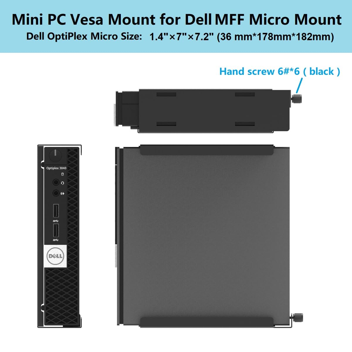 Jingchengmei Wall Mount For Mini Pc, Compatible With Dell Optiplex Micro Form Factor Case, Vesa And Under Desk Available, Fits Mff 7080, 7060, 7010, 5060, 3040, 3046, 3050, 3060, 3090 And More(Hdm)