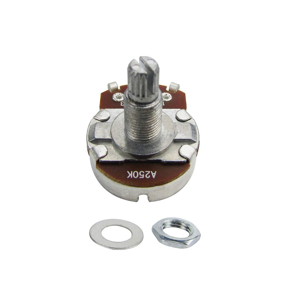 Fleor 4Pcs Full Size Guitar Volume Pot 18Mm Shaft Audio Taper Potentiometer A250K