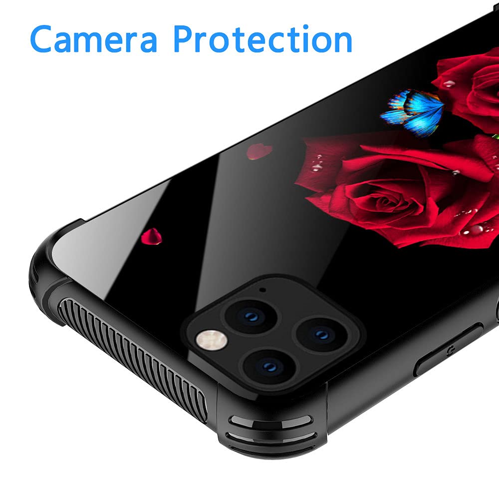 Tnxee Case Compatible With Iphone 13 Pro Case, Butterfly On Red Roses Pattern Design Case For Iphone 13 Pro Cases For Girls Wome