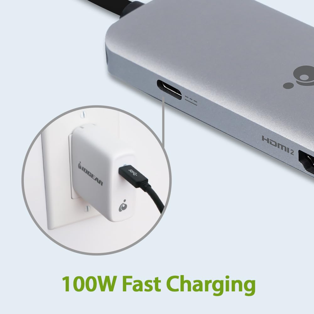 Iogear Usb-C 6-In-1 Travel Dock 8K Single Monitor Nano Dock Pro Up To 4K In Dual Display Mode, Dual Monitors Thunderbolt 3 4 Com